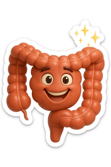 fammi un intestino identico a questo, ma felice e con le scintille di splendore dorate sopra, si sta rinnovando come se fosse in ottima salute sticker