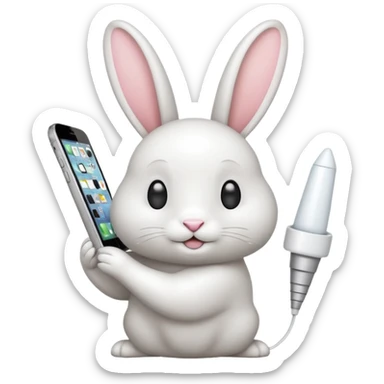Crea un emoji de un conejo sosteniendo una glok realista de iPhone con  dos alas sticker