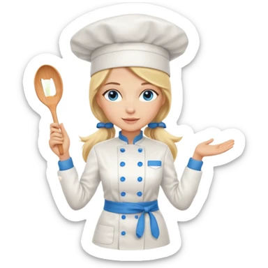 Full body 
Sexy Long Blonde hair blue eyed female chef sticker