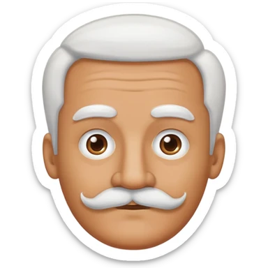 man with oval-shaped flat-top head and bushy white mustache sticker