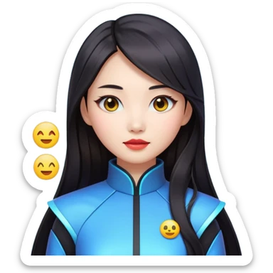 chinese babe ai robot long dark hair emoji sticker