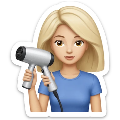 chica en la peluqueria con un secador en la cabeza y leyendo una revista sticker