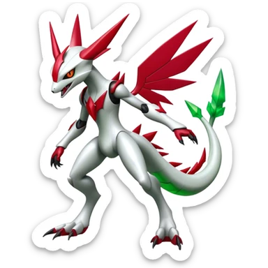 Cool Edgy Shiny Futuristic Ethereal Legendary Scizor-Digimon-Zangoose-Flygon-hybrid full body sticker