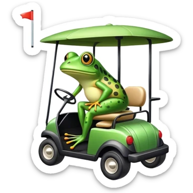 Frog on a golf cart  sticker