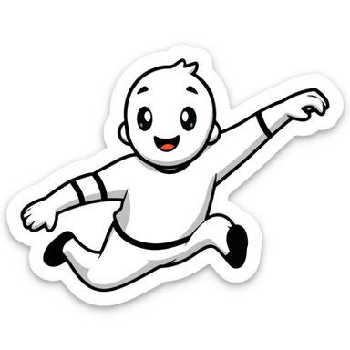 Colorful cartoon character jumping with joy sticker