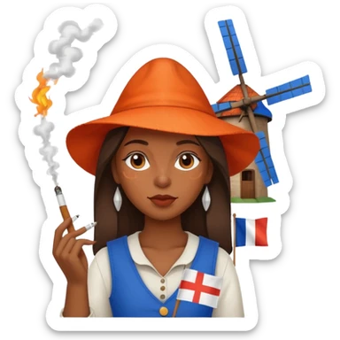 Windmill with a dutch flag and a girl smoking a blunt sticker