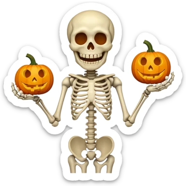 Skeleton with jack-o’-lantern sticker