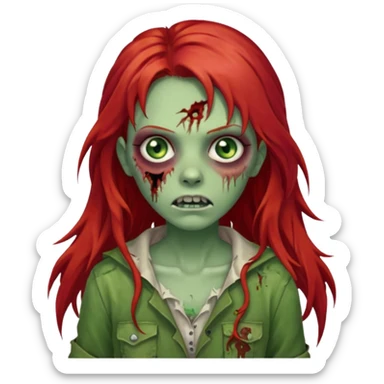 Zombie girl franja ruiva cabelo comprido  sticker
