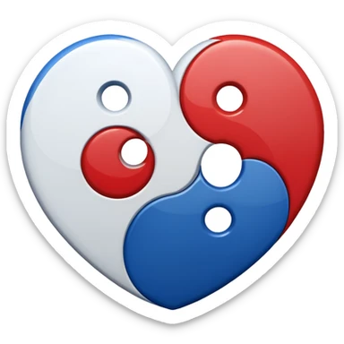 Make a yin yang like heart emoji with the colors being blue and red sticker