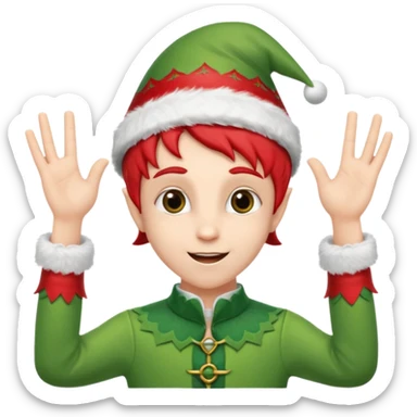 DUENDE NAVIDEÑO CON MANOS ARRIBA ANIMANDO sticker