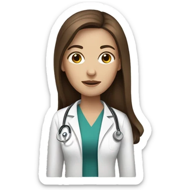 White female doctor with long brown hair  sticker