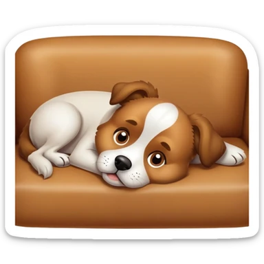 tired dog lying on a sofa sticker