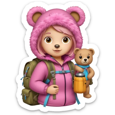 A girly Teddy bear camping sticker