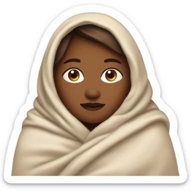 Brown skin woman snuggles in blanket  sticker