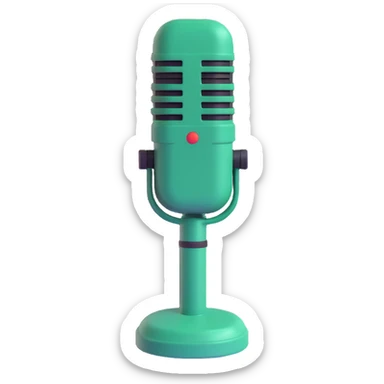 dark green radio microphone, front view, 3D emoji style, no text sticker