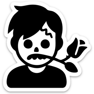 boy zombie with black hair emo and rose sticker