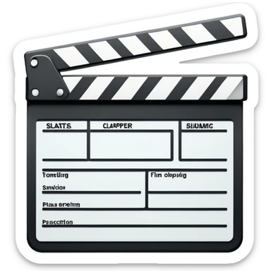 ultra simple film slate outline, black line drawing only, no fill or shading, just essential outlines of a clapperboard sticker