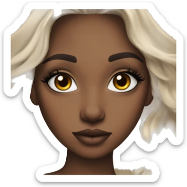 dark brown hair girl with doe lashes makeup beautiful sticker