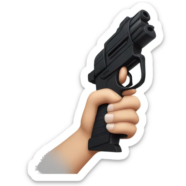 White hand with black nails holding large scary dark nerf gun sticker