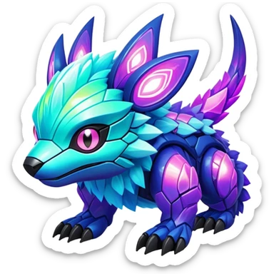  exotic tropical iridescent cyber-Protogen-Fakémon-Pokémon-Vernid-creature sticker