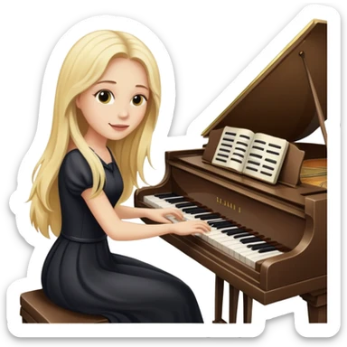 woman with long blonde hair playing the piano sticker
