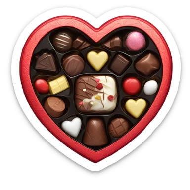 heart chocolate box black red sticker