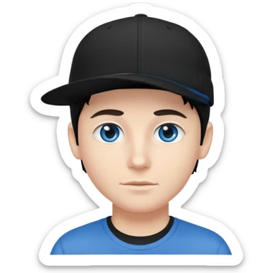 Menino branco de cabelo escuro, boné preto, olhos azuis sticker