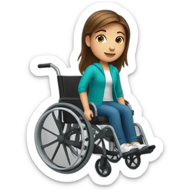 a brown hair girl using wheelchair sticker