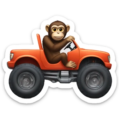 Monkey driving a monster truck sticker