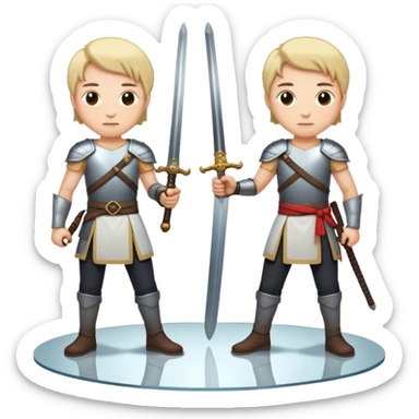 the sword on the floor and a mirror person sticker