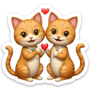 one happy cat proposing marriage to another happy cat, joyful, expressive, with a ring or proposal gesture, emoji style sticker