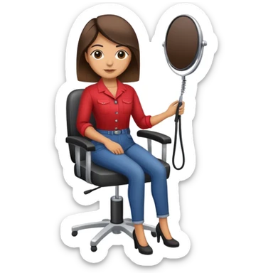 Hispanic hairstylist behind styling chair sticker