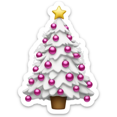 White Christmas tree with pink ornaments  sticker