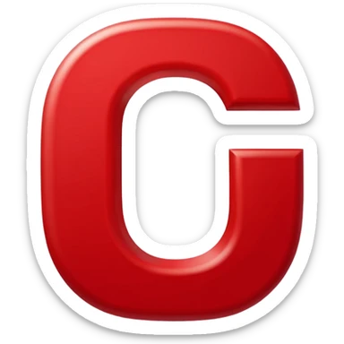 A bold white capital letter C inside a red rounded square, flat emoji design, shiny light reflection, in the same style as the 🅱️ emoji, transparent background, the letter C is large and centered sticker