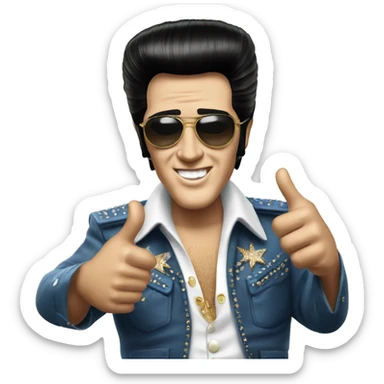 rock n roll elvis presley giving thumbs up sticker