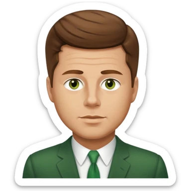 guy with a JFK style haircut that is medium brown. hazel eyes that lean green. light skin sticker