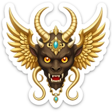 holy emblem with black wings with horn demon sticker