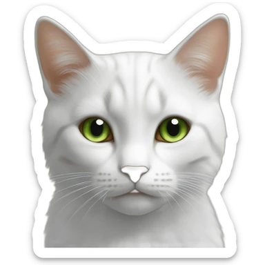 Chat 99% blanc, poil long, yeux verts, pointe des oreilles marron sticker
