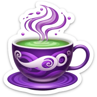 Berry green tea in a steaming cup sticker