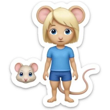 Rat with a blonde wig and blue eyes sticker