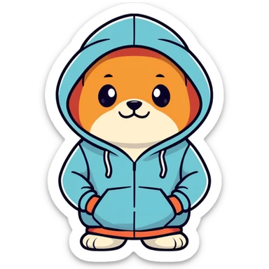 Yourkie wearing hoodie sticker