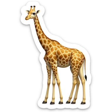 cinematic-giraffe-realistic-full-body-standing-emoji,-towering-elegantly-over-the-savanna,-long-neck-arched-slightly,-head-tilted-dramatically,-sleek-golden-coat-with-bold-brown-patches,-large-dark-eyes-exuding-playful-wisdom,-simplified-yet-realistic-focused-features,-highly-detailed,-glowing-with-an-almost-sarcastic-glow sticker