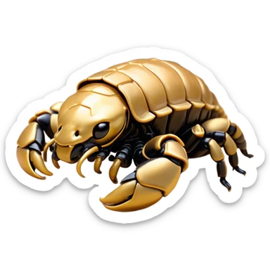 Meme-Worthy Cute Sleeping Emperor Scorpion Portrait Emoji, Head resting peacefully with a contented smile, showcasing a robust build and a luxuriously soft, textured exoskeleton, eyes gently closed in a serene, restful repose, Simplified yet hilariously adorable features, highly detailed, glowing with a soft, drowsy light, high shine, relaxed and utterly lovable, stylized with an air of playful laziness, soft glowing outline, capturing the essence of a sleeping scorpion that feels destined to become the next viral sensation of adorable rest! sticker