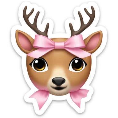 light pink bow on deer sticker