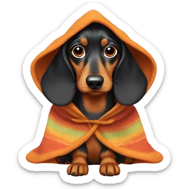 Daschund wearing a poncho sticker