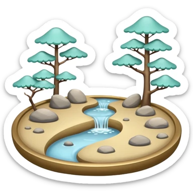 Shiny pastel Japanese zen garden aesthetic scenery  sticker