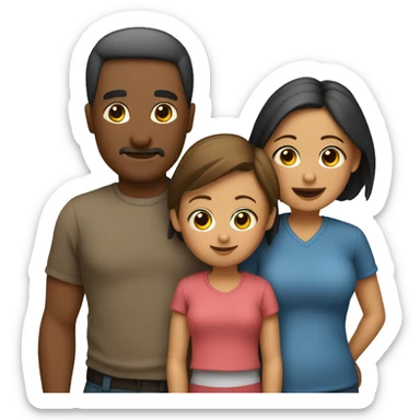 familia de papa, mama y tres niños sticker