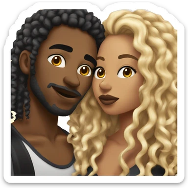 Me kissing my black girlfriend with curly hair. I am black and have a septum piercing, and blonde locs. She has a septum piercing aswell. sticker