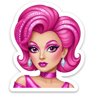 hot pink drag queen glitter sparkles babe girl makeup diva brat sticker