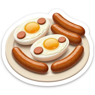 Two boiled eggs and two breakfast sausage restaurant style sticker